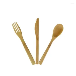 Flatware Sets Bamboo Cutlery Set Natural Spoon Fork Knife Dinnerware Adult Japanese Style Jam LX8524