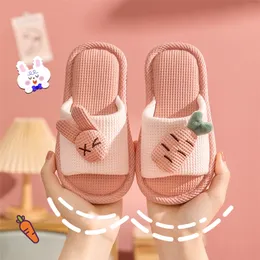 Slipper Kids Slipper Spring Summer Cartoon Anti-Slip Home Shoes For Boy Girls Cotton Flax Soft Baby Slides Inhoor Outdoor Child Slippers 220902