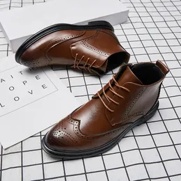 Men Ankle Bullock Boots Shoes Solid Color Carved Round Toe Lace Up Classic PU ing Fashion Casual Street Daily AD108 99ee b2e6