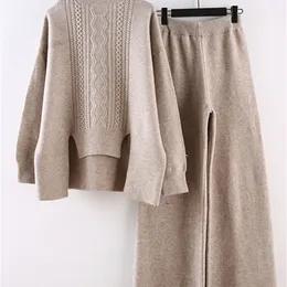 Женские штаны с двумя пьесами Syiwidii ​​Женщины два часа винтажные вязаные свитерные наборы осень зимняя корейская мода Негабаритная 2 кусок 220902