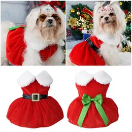 Hundkläder Santa Christmas Outfit Thermal Holiday Valp Costume Dress Pet Girl Outfits Summer Clothes For Small Dogs Boy