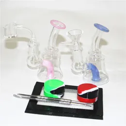 Glass Water Bongs Hockahs Smoke Pipe Recycler Oil Rigs Beaker Bong Dabber 담배 DAB 액세서리 14mm Quartz Banger Bowl Dabber Tool