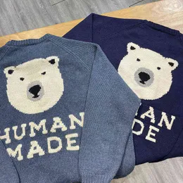 Herrtröjor tröjor människa gjorde tröja japanska bakre isbjörnbrevtryck män kvinnor människa gjorde stickad pullover t220901