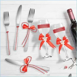 Flatware Sets Stainls Steel Wtern Tableware Steak Knife And Fork Red Wine Cup Set Gift Box Drop Delivery 2021 Home Garden Kitchen Di Dh2Ro