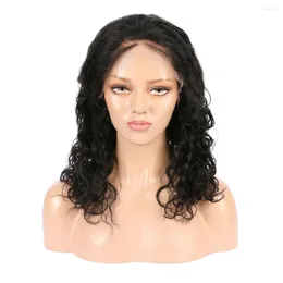 Oulaer kıvırcık insan saç peruk kısa bob 13x4 hd Siyah kadınlar için şeffaf dantel ön kopuk doğal saç çizgisi ağartılmış düğümler