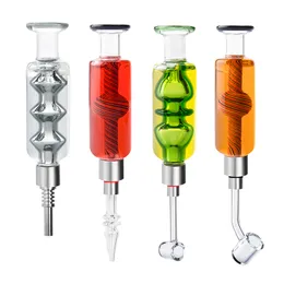 Headshop214 Hookah Glass Pipe Colored Cooling Oil Inside Smoking Pipes 510 Titanium Nail 45/90 Degree Quartz Banger Nails 4 Model Tube Core