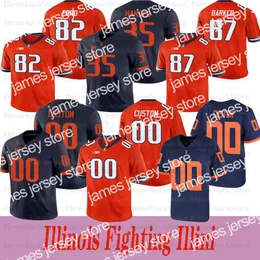 American College Football Wear Benutzerdefiniertes Illinois Fighting Illini Football-Trikot Nr. 86 Donny Navarro Nr. 35 Jake Hansen Nr. 47 Oluwole Betiku Jr. Nr. 87 Daniel Barker-Trikots