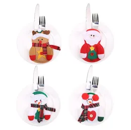 عيد الميلاد سانتا كلوز Knifes Forks حقيبة فضية حاملي الجيوب حقيبة الثلج الثلج Elk Xmas الحزب الديكور SN4672