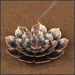 Lampy zapachowe kadzidło Burner Refluks Uchwyt przybrzeża domowy buddyzm dekoracja cewki cewki z kwiatem lotosu brąz / miedź zen b dhuzq