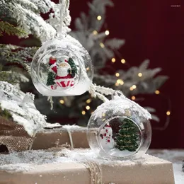 Decoração de festa bolas de vidro de natal transparente pingentes pendurados 8 cm Bola de padrões de neve de alces para decorações de árvores de natal