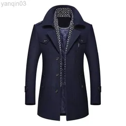 Erkekler Suits Blazers Kış Erkekler Yün Ceketleri Yeni Moda Orta Uzun Eşarp Pamuk Pamuk Yastıklı Kalın Sıcak Ceket Erkek Trençkot Palto M-5XL L220902