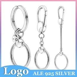 925 Silber Charm-Perlen baumelnder Schlüsselanhänger, mittelgroßer kleiner Taschenanhänger-Halter, Schlüsselanhänger, Perle, passend für Pandora-Charm-Armbänder, DIY-Schmuckzubehör