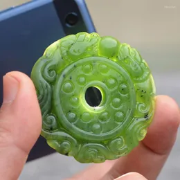 Collane con ciondolo Nefrite verde naturale 3D intagliato a mano Scava fuori PIXIU Collana con fibbia per la pace Gioielli da uomo con giade di moda