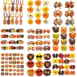 Dog Apparel 50pcs Thanksgiving Accessories Pumpkin Turkey Fall Pet Cat Bow Ties Small Middle Large Grooming