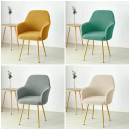 Fodere per sedie 1/2/4/6 pezzi Tinta unita Polar Fleece Dining Elastic High Arm Chair Cover Rimovibile Stretch Office Seat Slipcover