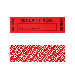 Självhäftande klistermärken Red Adhesive Etiketter Tamper Proof Stickers/Seals Garanti Void Seal Label Sticker med unikt serienummer Hög säkerhetsetikett 220902