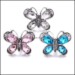 Chiusure Ganci Mix all'ingrosso Bottoni a pressione con strass Chiusura a farfalla 18Mm Charms con bottoni decorativi in metallo per scatti fai da te J Dhseller2010 Dherx