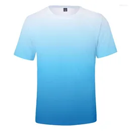Erkek Tişörtleri Gömlek Renkli Gradyan Erkekler/Kadınlar Yaz Kısa Kollu T-Shirt Gökyüz