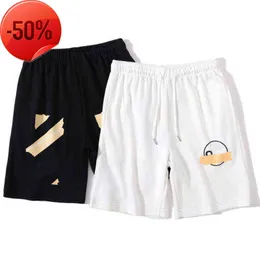 Herrkläder Modedesignershorts Sommarmärke Lyx Fritidssportbyxor Löstryckta reflekterande rand Kort Svart Gym Sweatpantsfbot