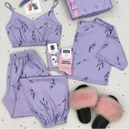 Pijamas de seda de sexo do sono feminino para mulheres para mulheres terno em casa, coração bordado pijamas pj conjunto de roupas de noite de cetim pijama veno mujer 220902