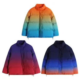 Damen Daunenparka Damen Herbst Winter Kontrastfarben Design Regenbogen Gepolsterte Jacke Stehkragen Kordelzug Mantel Langarm Lose Oberbekleidung 220902