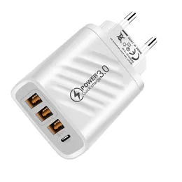 3USB PD Home Chargers Fast Charging US EU Adapter Multi-Port A C 3A Travel Charger for iPhone 13 Pro Max Samsung LG PCタブレット