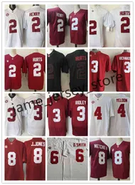 Одежда для американского студенческого футбола Колледж NCAA Alabama Crimson Tide Football Jersey 2 Деррик Генри 2 Джален Хертс 3 Трент Ричардсон 3 Ридли 4 Йелдон 6 ДеВонта Смит 8 Джу