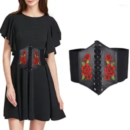 Gürtel Mode Vintage bestickt PU Stretch Frauen Gürtel Gothic Bohemian Kleid Kleidung Zubehör Korsett breit