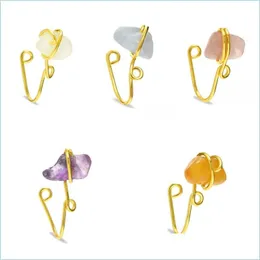 Burun Halkaları Saplamalar 1 Parça Sahte Piercing Clip Studs Burun Halkası Kadınlar İçin Traend Ear Manyapları Vücut Mücevher Hediyeleri Çemberler Punk C Yydhhome DH60F