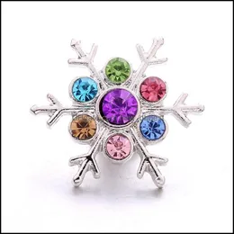Clasps Hooks Varieties Rhinestone Snowflake Chunk Clasp 18Mm Snap Button Zircon Charms Bk For Snaps Diy Jewelry Findin Dhseller2010 Dhg0M