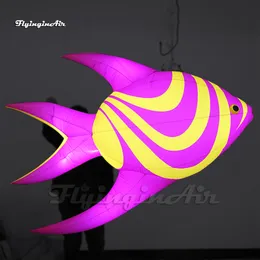 Multicolor Large Lighting Inflatable Fish Balloon 2m Hanging Air Blow Up LED Tropical Marine Fish Replica For Party Decoration
