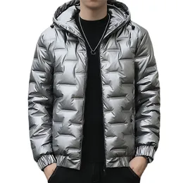 Mens Down Parkas Winter Shiny Thick Thick Mens Winter Korean Version av den smala huva vadderade jackan Casual Shiny Down Padded Jackets Trend Parkas 220902