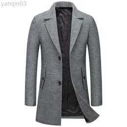 Męskie garnitury Blazers 2022 Masowe mieszanki wełny męskie Rów Casual Company Trenchcoat Autumn Winter Warm Overcoat Męski tkaniną L220902