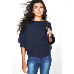 Camisolas femininas Autumn Feminino Autumn Warm malha de malha feminina Casual Longo Batwing Sleeve Solid Solly Mulher feminino feminino sweate