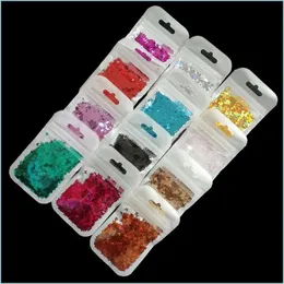 Decorazioni per nail art Decorazioni per nail art G/Bag Farfalla lucida Glitter Micro-pellicola Acrilico Olografico Paillettes dorate Fai da te 3D Polish Art Dhswz