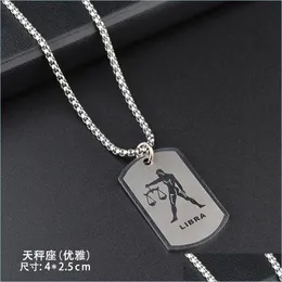 Pendant Necklaces Stainless Steel Constellations Necklace Zodiac 12 Horoscope Pendant Fashion Jewerly For Men Women With O-C Yydhhome Dhg41