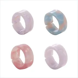 Band Rings Fashion Transparent Resin Acrylic Chunky Chain Ring For Women Colourf Geometric Square Round Rings Jewelry Gifts Yydhhome Dh6Vc