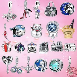 925 Charm in argento perline Pandora Charms Bracciale Aircraft Train Tower Camera Travel Dream Coffee Cup Scarpe charmes ciondoli Gioielli fai da te perline fini