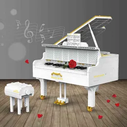 블록 2745pcs 그랜드 피아노 모델 빌딩 블록 창조적 인 악기 벽돌 세트 DIY 장난감 생일 선물 어린이 성인 친구 T220901