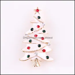 Pins Brooches Wholesale White Enamel Christmas Tree Gift Brooch With Mticolored Rhinestone Crystals 464C3 Drop Delivery 202 Newdhbest Dh1Xl