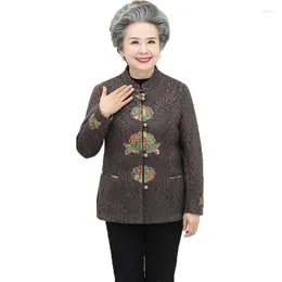 Jackets femininos idosos de meia-idade 60-70-80 Casaco feminino da idade 2022 Spring Autumn Caats retro manga longa de roupas curtas 5xl A2071