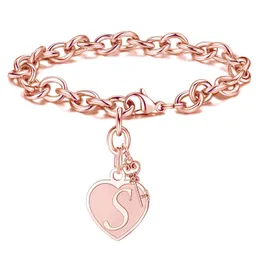 Braccialetti con ciondoli Cuore iniziale per regali da donna Inciso 26 lettere Charms Bracciale Acciaio inossidabile Compleanno Natale Jewelr Mjfashion Amlx0