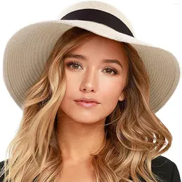 Boinas femininas chapéu de palha feminina Black Solshade Sunshade de grandes dimensões ao ar livre de verão Dome Dome Beach Sombrero de Paja para Mujer