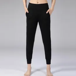 Lululemmon Womens Nudo Feel Aosed Fit Sport Yoga Pants Joggers Women Elastic Gym Flegings con due tasche laterali
