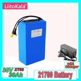 LiitoKala 36V 30ah 21700 10S6P Bicycle Battery 42V 1000W Lithium BatterIES Built-in 20A BMS Electric Bikes Motor