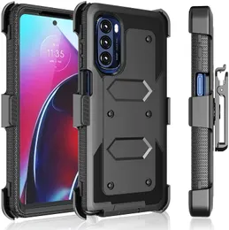 Defender Mobile Phone Cases For Motorola G Stylus 4G 5G G Power G Play Edge Plus Heavy Duty Shockproof Anti-Drop Belt Clip Kickstand Protective Cover Case For Men Women