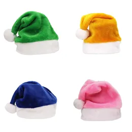 Julen Santa Hat Short Plush Man Women Family Xmas Party Elf Hat Bekväm bär Multicolor