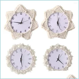 Wall Clocks Wall Clocks Rame Cotton Rope Decorative Battery Operated Silent Quartz Clock Cabinet Background Non Ticking Homeindustry Dhkn5