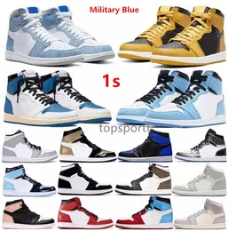 Military Blue Jumpman 1 Basketball Shoes UNC Taxi Bred Patent Dark Mocha University Blue Hyper Smoke Grey Georgetown Game Royal trainers Womens Sneakers