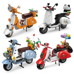 كوكس إبداعية طراز الدراجات النارية بناء المدينة مجموعة مركبة مرور المدينة مجموعة المنزل الديكور الأطفال ألعاب الأولاد هدية العطلة 220902